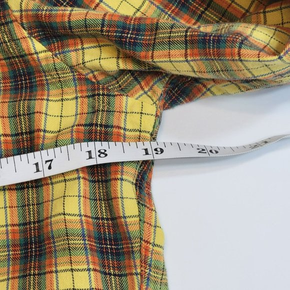 Red Coach Shop at Sakowitz Shirt, Men S, Yellow, Orange &Blue Plaid Flannel, EUC - Picture 8 of 10